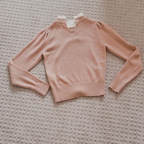 Twik Exclusivité Simons Pink Knitted Sweater With White Collar - Picture 4 of 6